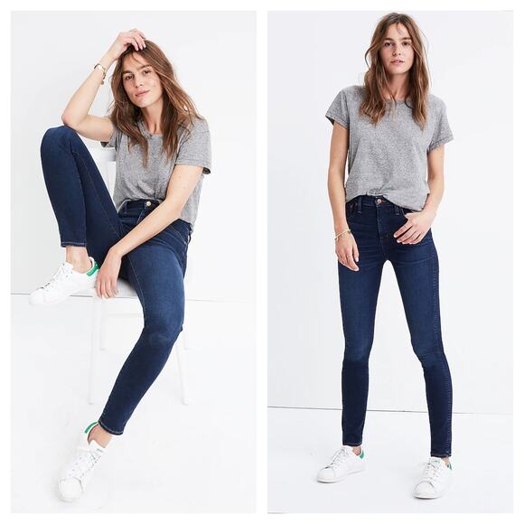 [Madewell] Dark Hayes Wash 10" High Rise Skinny Jeans Stretch Denim Size 26 - Picture 1 of 11